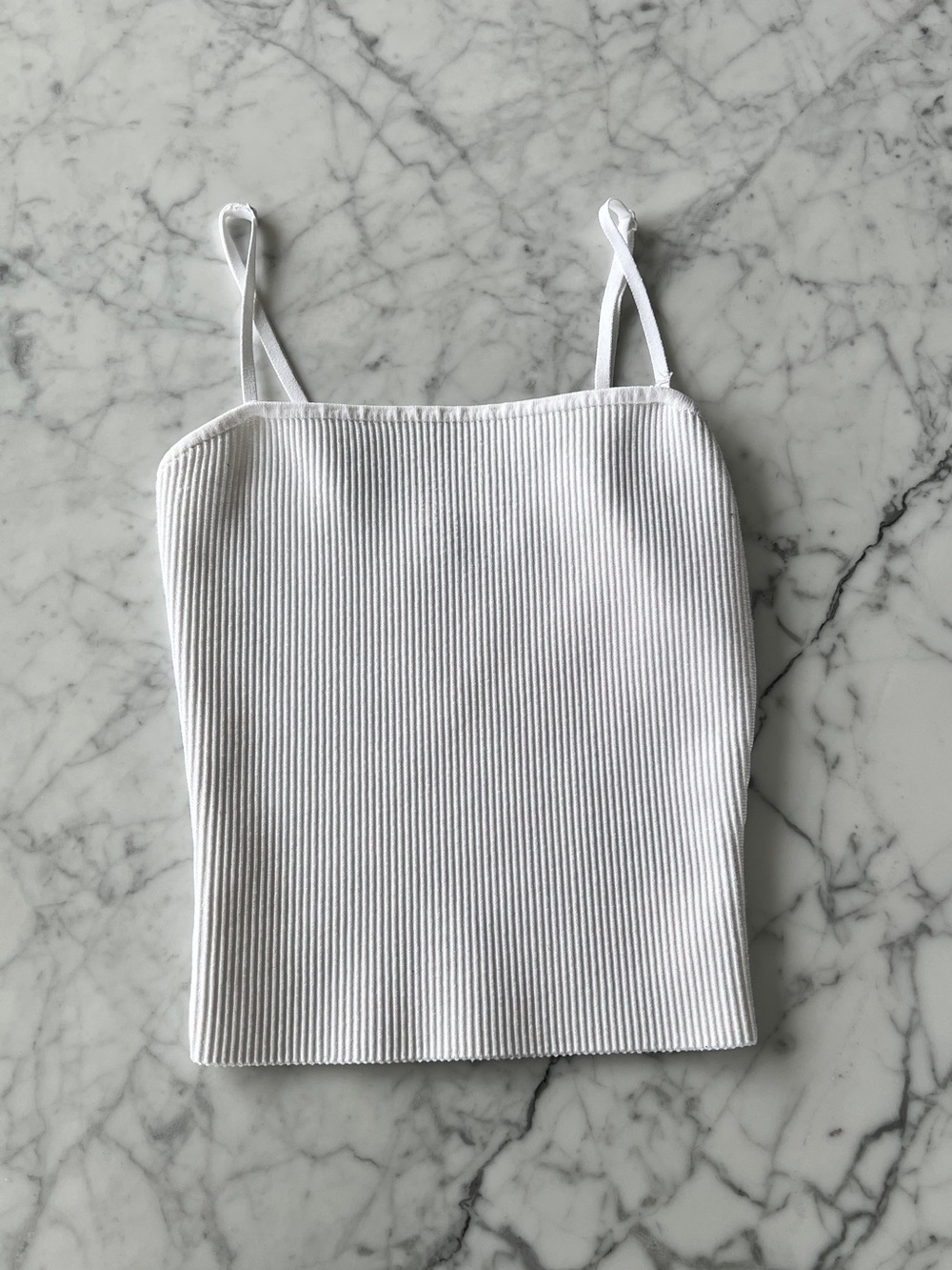 BNWOT BABATON White Ribbed Spaghetti Strap Tank Top